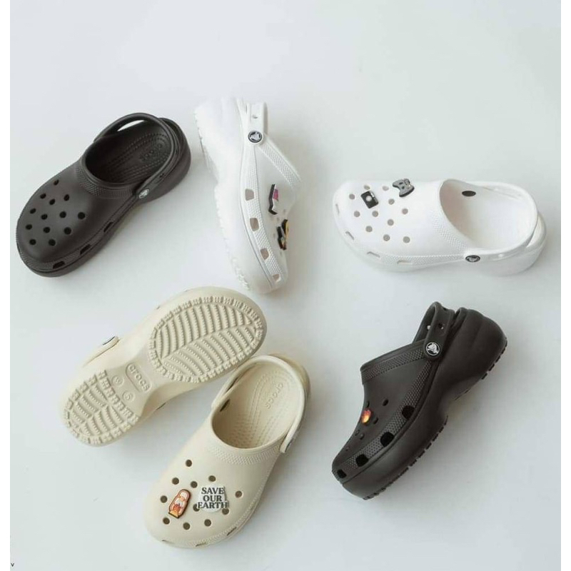รองเท้าแตะผู้หญิง Crocs Platform Clog รองเท้ารัดส้น รองเท้าหัวโต ส้นสูง 3นิ้ว เบาและนุ่ม ใส่สวยใส่สบาย ❤️/