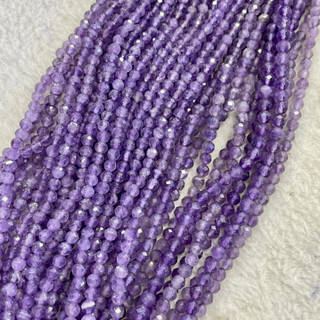 อเมทิสต์ Amethyst เกรด AAA 4 mm เจียเหลี่ยม เส้นยาว