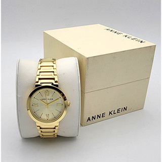 นาฬิกา ANNE KLEIN WOMENS AK/3652CHGB QUARTZ GOLD DIAL GOLD TONE STAINLESS STEEL WATCH 31 MM พร้อมกล่อง (ใหม่)