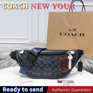 พร้อมส่ง🌟แท้ 💯%Coach classic logo กระเป๋าคาดหน้าอกผู้ชาย กระเป๋าคาดเอวแบบสบาย ๆ F79037