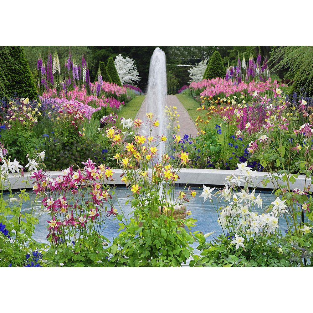 โปสเตอร์ภาพสวนดอกไม้ตกแต่งมีน้ำพุในเมืองเพนซิลวาเนีย in USA ขนาด A3 กว้าง  29.7 x สูง 42 ซม. (แนวนอน