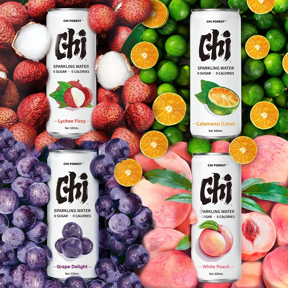 [ลังx24กระป๋อง] Sparkling soda 0Cal รสพีช รสส้มโชกุน ซ่าสดชื่น ไม่มีน้ำตาล Chi330ml