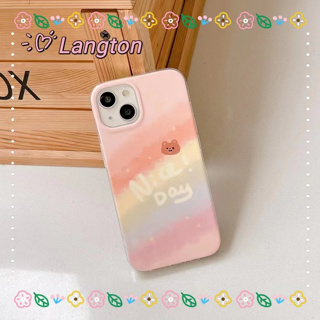 🌈Langton🌸ป้องกันการหล่น ขอบเต็ม iphone 11 14 pro max สีสัน ไล่ระดับ สีชมพู เรียบง่าย หวานสวย case for iPhone 12 13