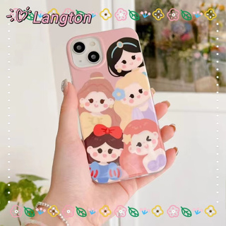 🌈Langton🌸ป้องกันการหล่น ขอบเต็ม iphone 11 14 pro max การ์ตูน สโนวไวท์ ชมพู สาวน่ารักหัวใจ case for iPhone 12 13