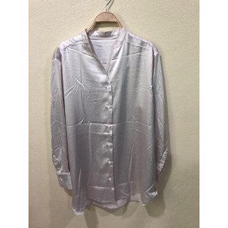 เสื้อเชิ้ตคอจีนผ้าซาติน ใหม่ แบรนด์ญี่ปุ่น