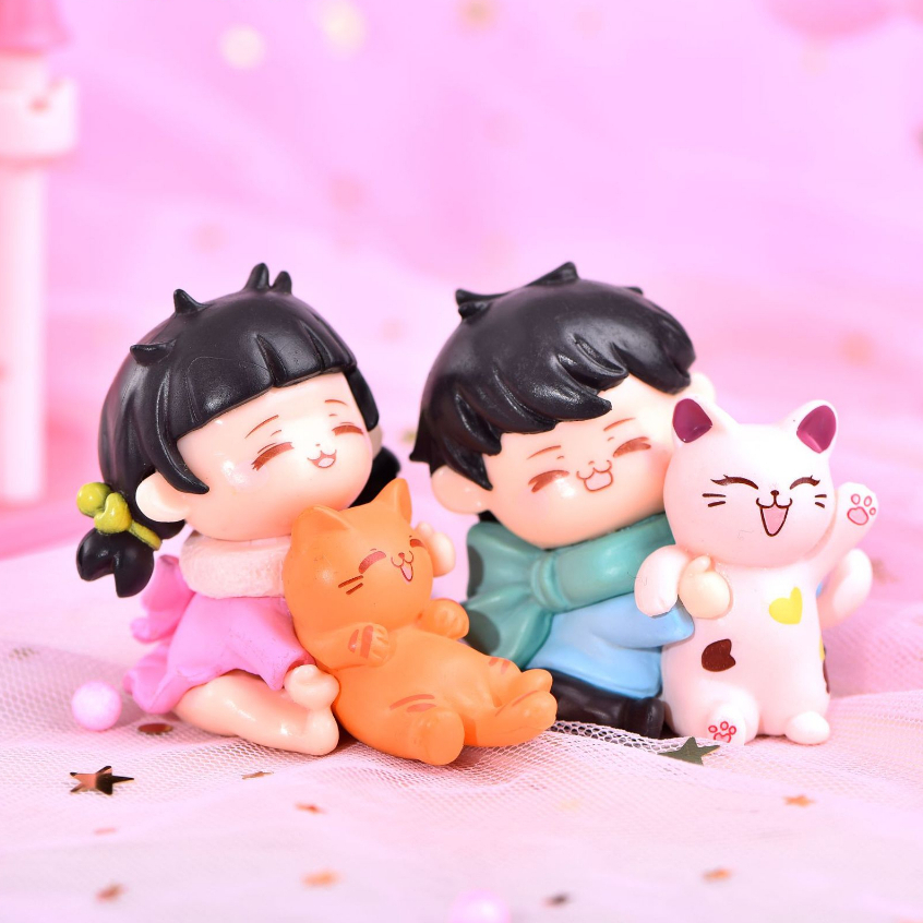 พร้อมส่งจากไทย ตุ๊กตาเรซิ่น คู่รักเด็กชายหญิง ของขวัญ ตุ๊กตาแต่งสวน โต๊ะทำงาน ตุ๊กตาติดหน้ารถ แถมแผ่นกาวฟรี