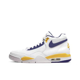 Nike Flight Legacy mid "Lakers" ทั้งสองเพศ ระบายอากาศ รองเท้าบาสเก็ตบอล