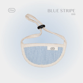 minimeow blue striped bib - ผ้ากันเปื้อนน้องหมา น้องแมว เนื้อผ้าน่ารักลายทางสีฟ้าขาว