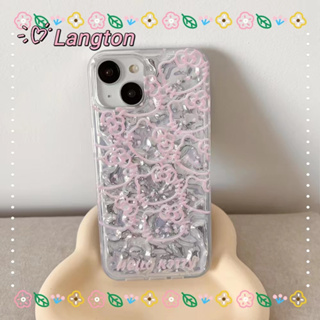 🌈Langton🌸การ์ตูน Hello Kitty เส้นขอบโปร่งใส iphone 11 14 pro max ป้องกันการหล่น ขอบเต็ม หวานสวย case for iPhone 12 13