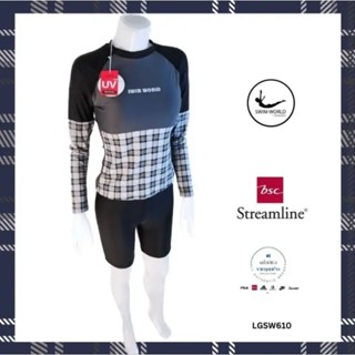 ชุดว่ายน้ำผู้หญิง swim world by BSC streamline ลดเยอะมาก(เสื้อ+กางเกง)มีซับในมีฟองน้ำกันUV