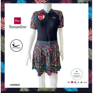 ชุดว่ายน้ำผู้หญิง swim world by BSC streamline ลดเยอะมาก(ชุดติดกัน)มีซับในมีฟองน้ำกันUV