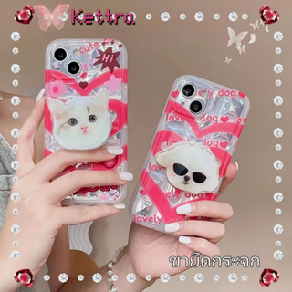 💜Kettra💜ขาตั้ง ถอดได้ ป้องกันการหล่น ขอบเต็ม iPhone 11 14 pro max การ์ตูน ลูกสุนัข ลูกแมว รุ่นคู่ case for iPhone 12 13