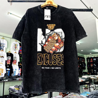 เสื้อยืดผ้าฟอก สกรีนหน้า ลายExcuses ใส่ได้ทั้งชายและหญิง