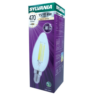 SYLVANIA หลอดไฟวินเทจ Filament ฟิลาเมนต์ ทรงเอดิสัน รุ่น ToLEDo FIRA Candle 4W E14 แสงวอร์มไวท์