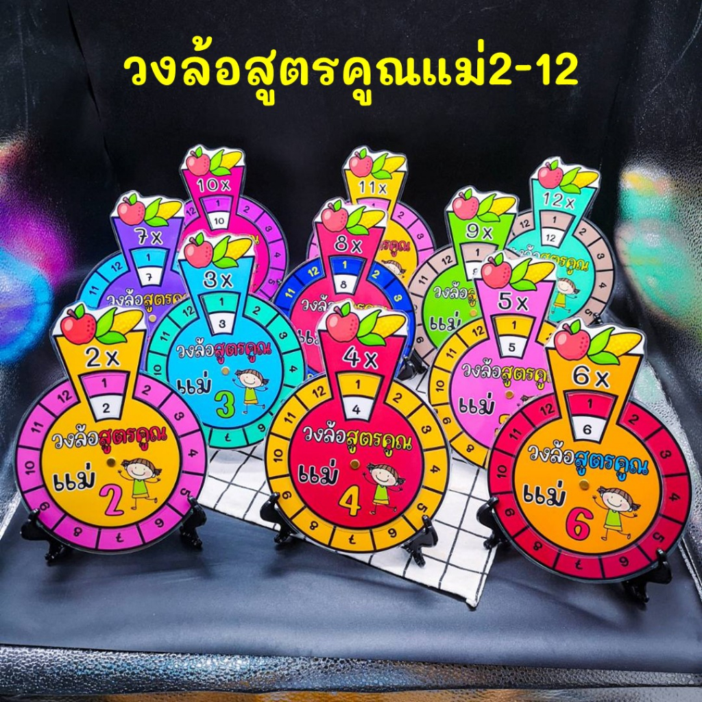 พร้อมส่งวงล้อแม่สูตรคูณ 2-12 เคลือบร้อน กันน้ำ ฝึกทักษะทางคณิตศาสตร์ สื่อการสอนคณิตศาสตร์ สื่อทำมือ
