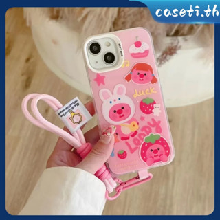 คูปองเคลม🎀เคสไอโ case for iphone 11 12 บีเวอร์สตรอเบอร์รี่สาวน่ารัก เคส 14 13 12 11 pro max เคสมือถือกันกระแทก