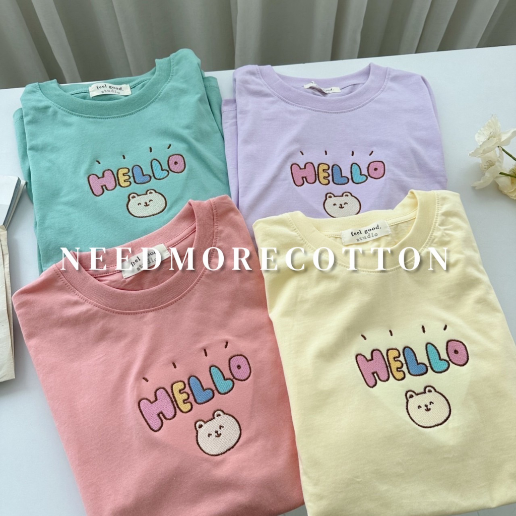 พร้อมส่ง เสื้อยืด Oversize ผ้าคอตตอน ปักลายการ์ตูนน่ารักๆ อก 44" ยาว 27" เสื้อยืดโอเวอร์ไซส์ สไตล์เกาหลี
