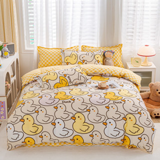 ส่งฟรี! ชุดผ้าปูที่นอน+ผ้านวมครบเซ็ต 6 ชิ้น “ลายเป็ด” (สี) Duck Cartoon Beddings