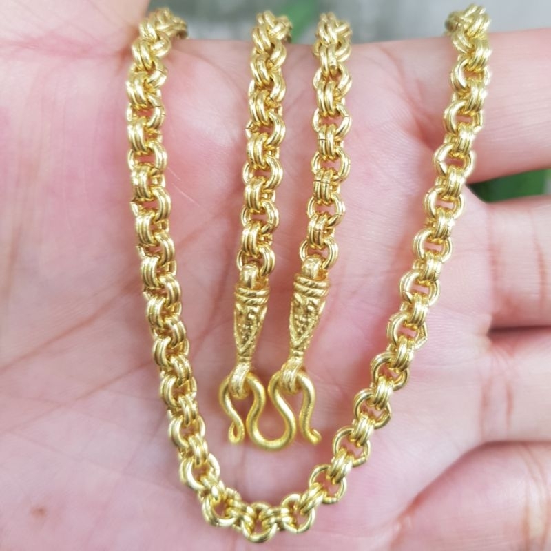 สร้อยคอทองเหลืองแท้ขนาด3บาท ลายห่วงคู่ ยาว18,20,24นิ้ว รวมตะขอ โปรดอ่านรายละเอียดก่อนสั่งซื้อจะได้ไม่เกิดปัญหาภายหลัง
