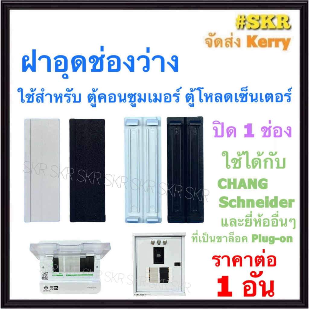 ฝาอุดช่องว่าง PVC สีขาว สีดำ สำหรับ ตู้คอนซูมเมอร์ ตู้โหลดเซ็นเตอร์ แบบ PLUG-ON แผ่นปิด แผ่นอุด ใช้กับ Schneider Chang
