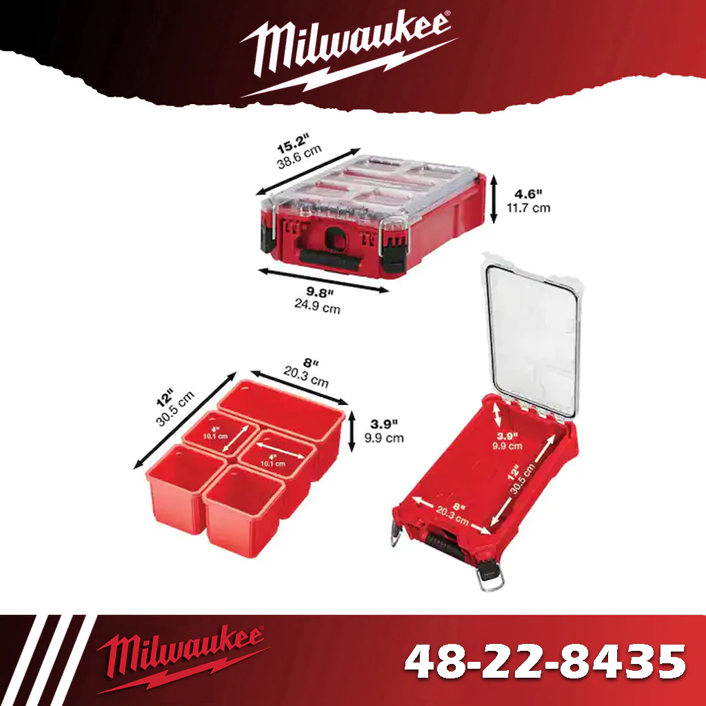 Milwaukee Packout 48-22-8435 กล่องใส่เครื่องมือ มีกล่องด้านใน