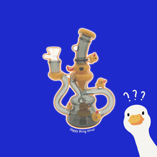 🆕What a duck 🦆 glass bong บ้องแก้วเป็ด มีหลอดสองทางหมุนไปหมุนมา