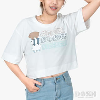 DOSH WOMENS CROPPED T-SHIRTS WE BARE BEARS เสื้อยืดทรงครอป ผู้หญิง DBBWT1027-OW