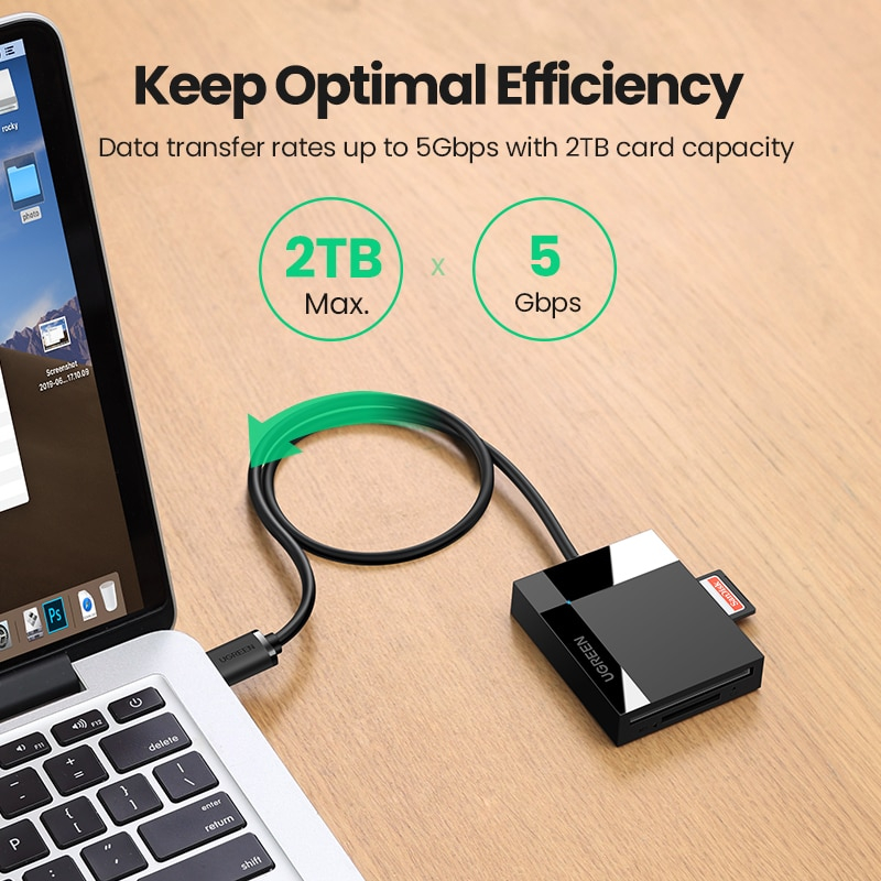 UGREEN รุ่น 30333 (USB-A) 15306 (USB-C) Hub USB 3.0 Card Reader Super Speed TF / SD / MS / CF สายยาว 50cm