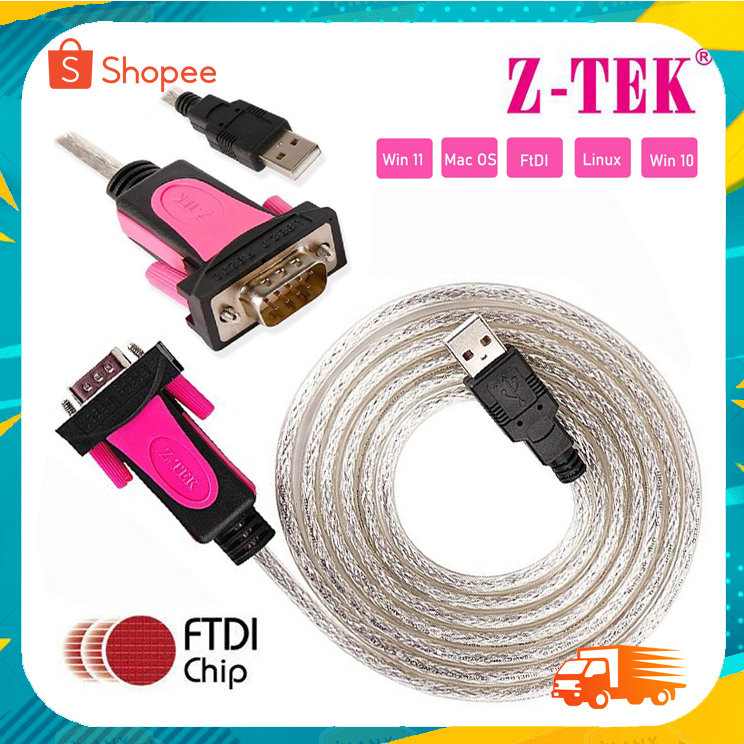 Z-TEK ZE533C ชิปเซ็ต FTDI USB serial RS232 DB-9 RS-232 อะแดปเตอร์/สายแปลง Win8/Win7/10/11