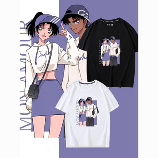 นักสืบโคนันอะนิเมะเสื้อยืด Hattori Heiji และ Kirsten Thomas อะนิเมะญี่ปุ่นแขนสั้นเสื้อยืดผ้าฝ้าย