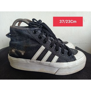 Adidas Size 37 ยาว 23 Cm  รองเท้ามือสอง ผู้หญิง เท้าเล็ก  ผ้าใบ สวม แฟชั่น ลำลอง เที่ยว