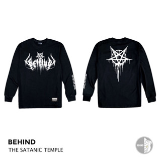 BEHIND เสื้อยืด แขนยาว “ THE SATANIC TEMPLE “  แนวสตรีท เสื้อยืดชาย หญิง