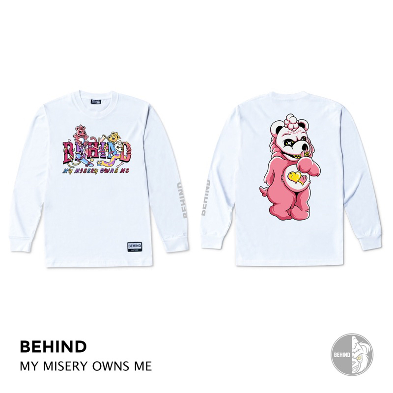 BEHIND เสื้อยืด แขนยาว “ MY MISERY OWNS ME “ แนวสตรีท เสื้อยืดชาย หญิง
