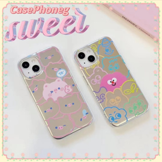 🍑CasePhoneg🍑สไตล์สร้อยข้อมือ ป้องกันการหล่น ขอบเต็ม iPhone 11 14 pro max การ์ตูน สีเงิน หวานสวย case for iPhone 12 13