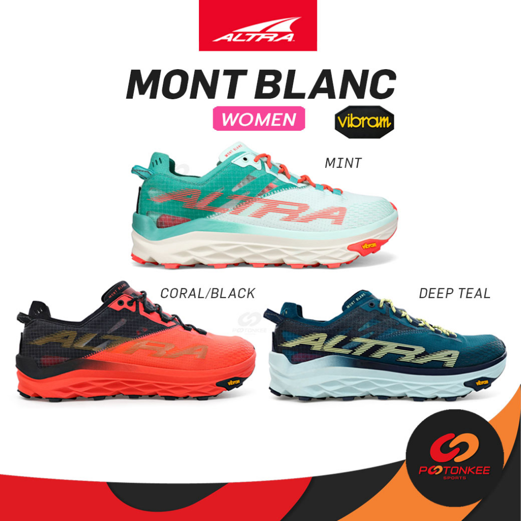 Pootonkee Sports ALTRA Women's Mont Blanc รองเท้าวิ่งเทรลผู้หญิง Zero Drop เทรลระยะไกล