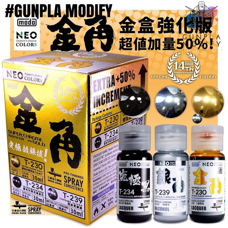 MODO Super Chrome Gold Set ชุดทำสีโครเมียมทอง สูตรแลคเกอร์ ผสมสำเร็จ C218