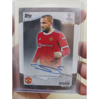 การ์ดลายเซ็นต์ ลุค ชอว์ รัน /25 ยี่ห้อ TOPPS - Luke Shaw Auto Manchester United แมนเชสเตอร์ ท็อปส์ นักฟุตบอล ของสะสม