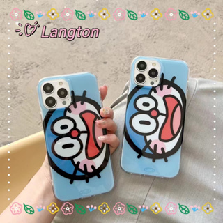 🌈Langton🌸สไตล์สร้อยข้อมือ การ์ตูน โดราเอมอน iphone 11 14 pro max ป้องกันการหล่น ขอบเต็ม หวานสวย case for iPhone 12 13