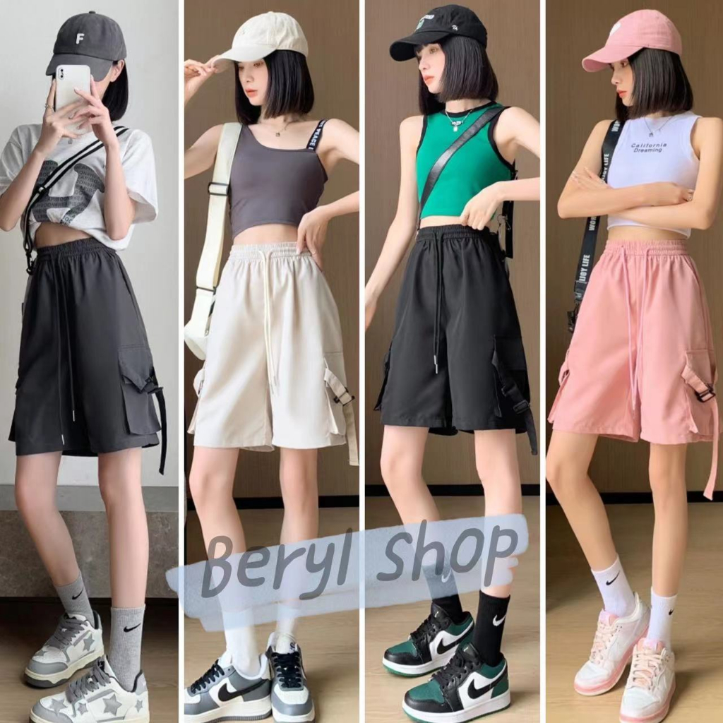 Beryl กางเกงลำลอง กางเกงขาสั้นคาร์โก้ผู้หญิงอเมริกัน