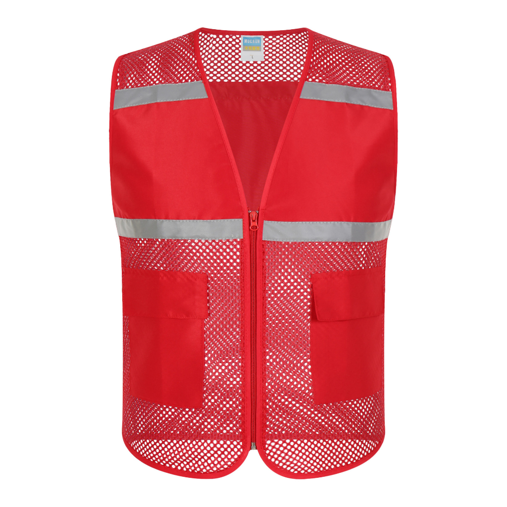 SM Reflective vest เสื้อกั๊กสะท้อนแสงมีกระเป๋า รุ่นระบายความร้อนดี เสื้อกั๊กจราจร เสื้อกั๊กทำงาน