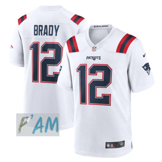 เสื้อแข่งอเมริกันฟุตบอลของแท้ Tom Brady New England Patriots Nike Game Retired Player Jersey - White ของใหม่  Size M