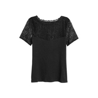 H: Black Lace Top (เสื้อยืดลูกไม้ดำ)