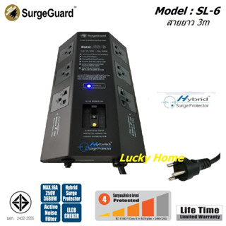 Surge Guard รุ่น SE-6 SB-8E (Hybrid Surge Protector) เครื่องกรองกระแสไฟฟ้า ตัดไฟอัตโนมัติ รองรับไฟ 3600w สายยาว 3m