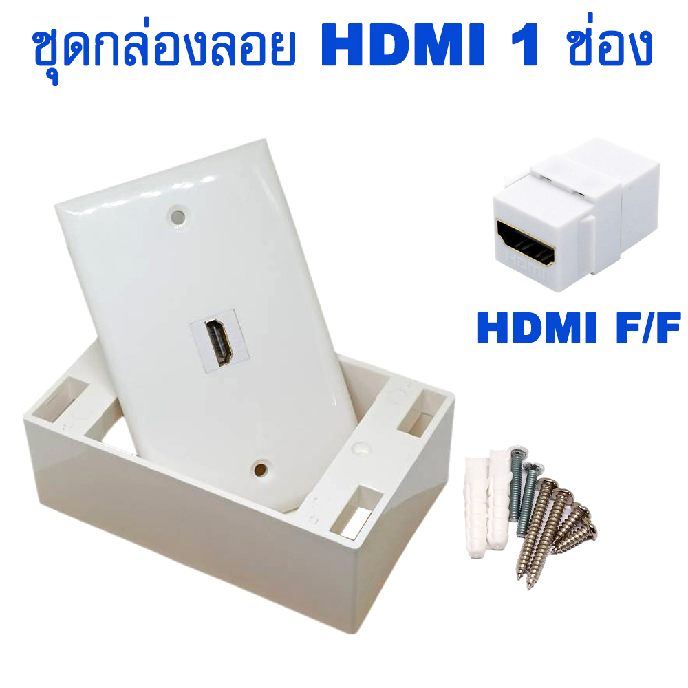 ชุดกล่องลอย HDMI แบบ 1 ช่อง HDMI Connector With Extension Line Wall Plate Socket Keystone Faceplate 4K 2K 1080P HDMI2.0