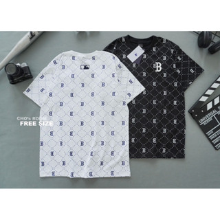 Free Size เสื้อยืดสีพื้น คอกลม ผ้าคอตตอนเนื้อดี ดีเทลสกรีนรอบตัว ปักนูนที่อก เสื้อยืดสุดฮิต