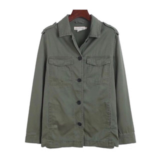 เสื้อนอก เสื้อทหาร Jacket สีเขียวทหาร h&amp;m แท้ ✅ （JK560)