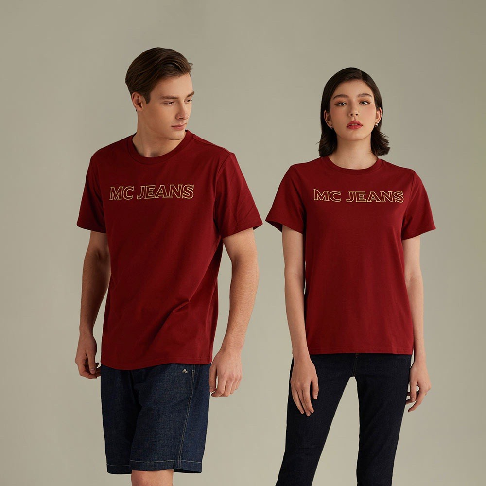 เสื้อยืดแบรนด์ Mc Jeans Unisex ใส่ได้ชายและหญิง สีแดง แท้100%