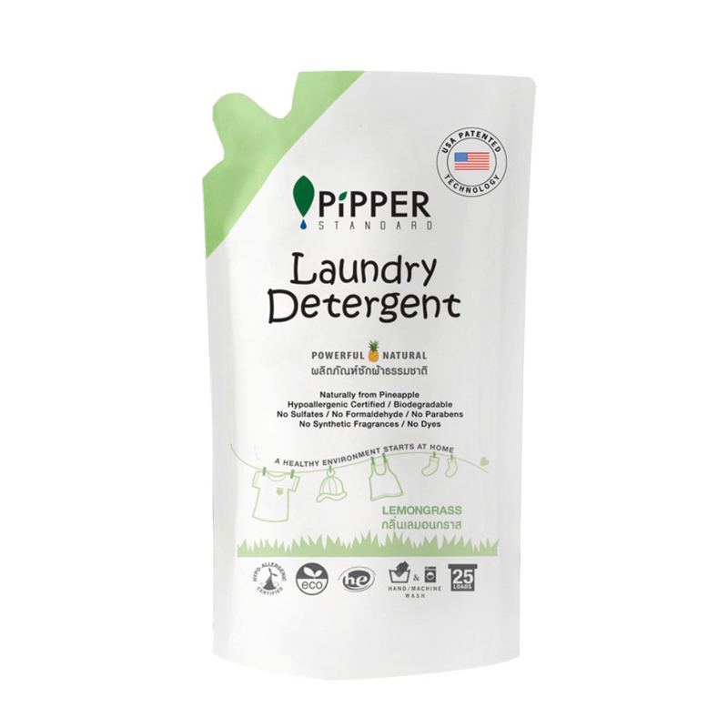 PIPPER STANDARD น้ำยาซักผ้ากลิ่นเลม่อนกลาสถุงเติม 750มล.