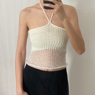 🤍Snow drop-Knit Mohair tube top ❄️