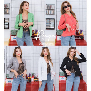Tweed blazer เสื้อคลุมเบลเซอร์ผ้าทวิตกระดุมทอง ป้าย reeya เสื้อใส่ทำงาน